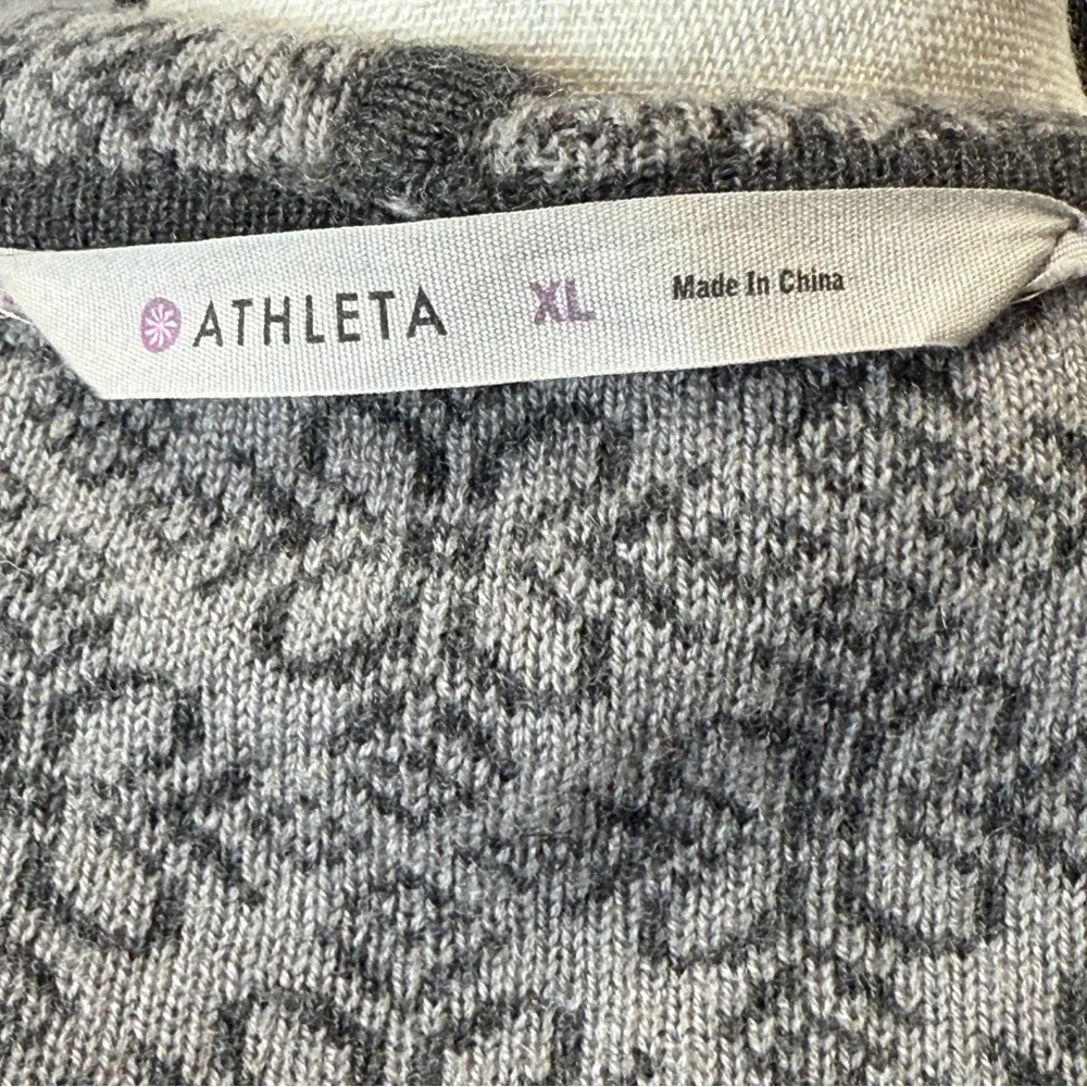 ATHLETA Size XL Spooner Summit Sweater Gray Nordic Print Long Wool Blend Hooded - Picture 11 of 13